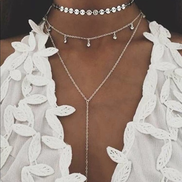 silver moon charm y lariat necklace